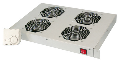 Unité de ventilation 19", 1U, 4 ventilateurs, gris clair