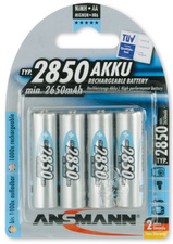 Piles rechargeables NiMH Mignon (AA), 2850 mAh, 4 pièces