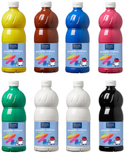 Gouache liquide 8 x 1.000 ml, assorti "couleurs primaires"