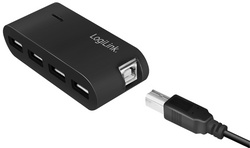 USB 2.0 Hub mit Netzteil, schwarz