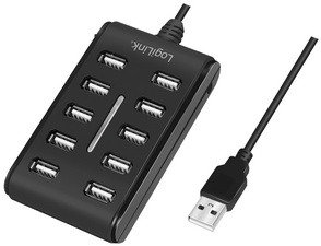USB 2.0 Hub mit Ein-/Ausschalter, 10 Port