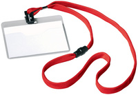 Namensschild mit Textilband, rot
