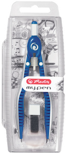 Compas à réglage rapide my.pen, bleu / blanc