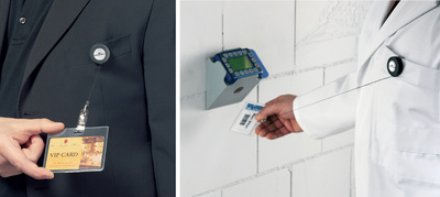 Porte-badge avec bouton pression, exemple d'utilisation