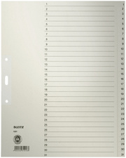 Intercalaires numérotés en papier naturel, 1-31