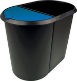 Papierkorb "the double", schwarz / blau