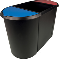 Papierkorb "the triple", schwarz / rot / blau