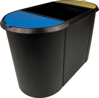Papierkorb "the triple", schwarz / gelb / blau