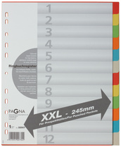 Intercalaires en carton, extra-large, 12 touches