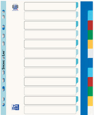  Blanko Kunststoff-Register, durchgefärbt, DIN A4 Überbreit, 12-teilig