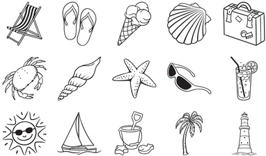 Kit de tampons à motifs "vacances", motifs