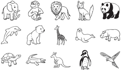 Kit de tampons à motifs "animaux du zoo", motifs