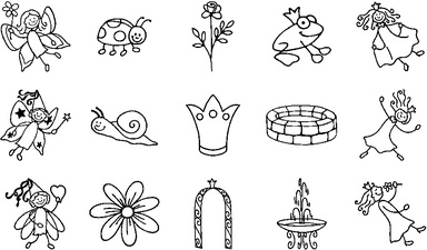 Kit de tampons à motifs "princesses et fées", motifs