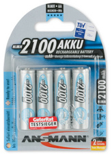 Pile rechargeable NiMH, Mignon (AA), 2100 mAh, 4 pièces