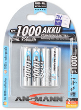 Pile rechargeable NiMH Micro (AAA), 1000 mAH, 4 pièces