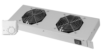 Unité de ventilation 19", 1 U, 2 ventilateurs, gris clair