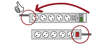 Image d'utilisation, câble à l'opposé de l'interrupteur