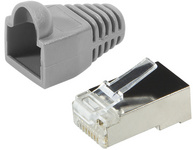 RJ45 Stecker mit Knickschutztülle, grau