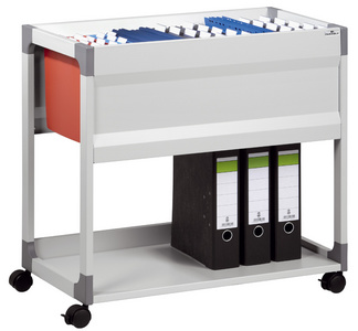 chariot pour dossiers suspendus, gris, utilisation