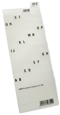 Visuel de référence: Index alphabétique A - Z, translucide