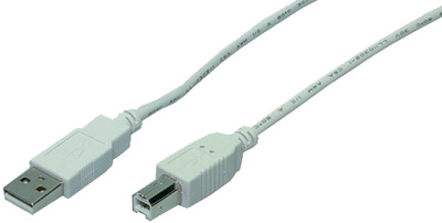 Symbolbild: USB 2.0 Anschlusskabel, USB A-Stecker - USB-B Stecker, grau