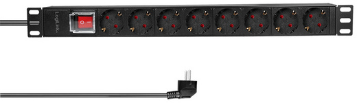 19" Steckdosenleiste, 1 HE, 8-fach