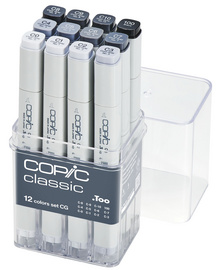 Marker classic, 12er Set kalte Grautöne "CG"