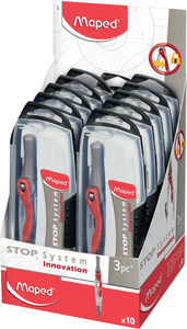 Boîte de compas Stop System, 3 pièces - présentoir de 10