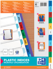 Intercalaires mensuels français, couleurs assorties