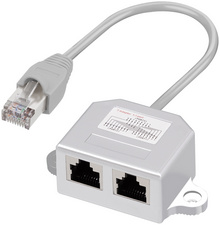 RJ45 T-Adapter, 1:1 parallel geschaltet, Detailansicht