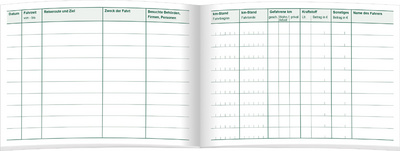 Carnet de route pour voitures, vue intérieure