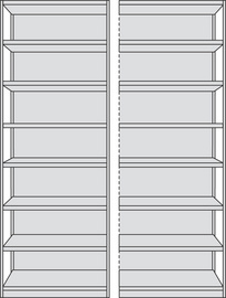 1) Grund-Regal / 2) Anbau-Regal