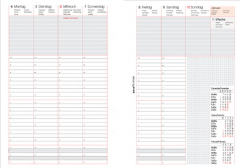 Calendrier 2025, 1 semaine / 2 pages