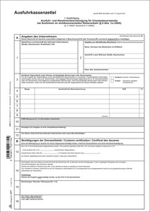 "Ausfuhrkassenzettel / Abnehmerbescheinigung für Umsatzsteuerzwecke",