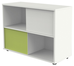 Symbolbild: Schiebetürenregal, weiß / grün