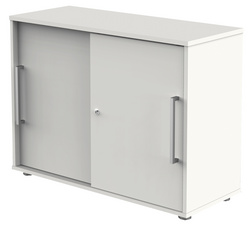 Schiebetürenschrank, 2 Ordnerhöhen, weiß