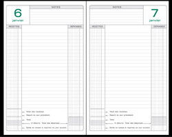 Agenda perpétuel de caisse, ouvert