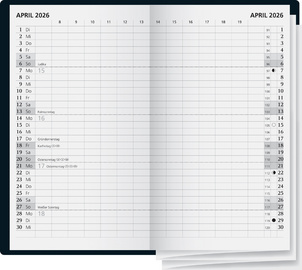 Taschenkalender "Faltkalender", schwarz - Innenansicht