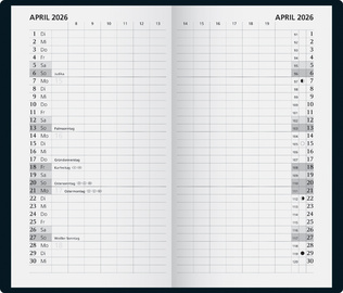 Taschenkalender "Monatssichtkalender", schwarz - Innenansicht