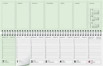 Tischkalender "Querterminbuch", grün - Innenansicht