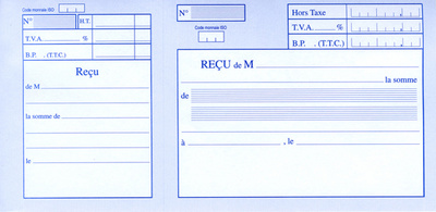 Carnet à souche "Reçu avec TVA", intérieur