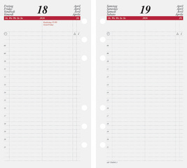 Zubehör: Kalender-Einlage Tageskalender (nicht im Lieferumfang enthalten)