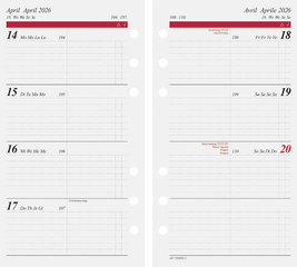 Zubehör: Kalender-Einlage Wochenkalender (nicht im Lieferumfang enthalten)