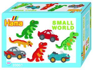 Perles à repasser midi "Small World Auto & Dino", coffret cadeau