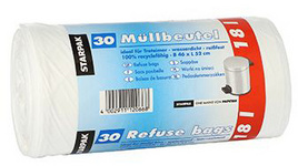 Mülleimerbeutel LDPE, 18 Liter, weiß