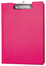 Porte-bloc à pince, plastifié, rose vif