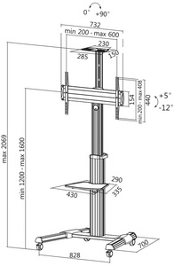 Support pour téléviseur - dimensions