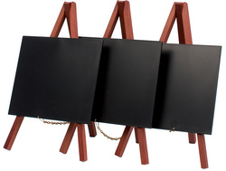 Ardoise de table MINI avec trépied, pack de 3 - acajou
