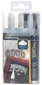 Kreidemarker Waterproof Medium, 4er Etui schwarz/weiß