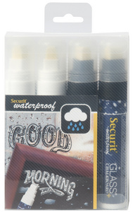 Kreidemarker WATERPROOF LARGE, 4er Etui schwarz/weiß